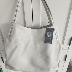 Vince Camuto Leather Tote Bag - Color Silver Cloud